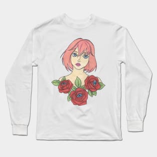 Pastel Rose Girl Long Sleeve T-Shirt